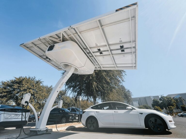 electric vehicle charging station canopy with solar pv modules