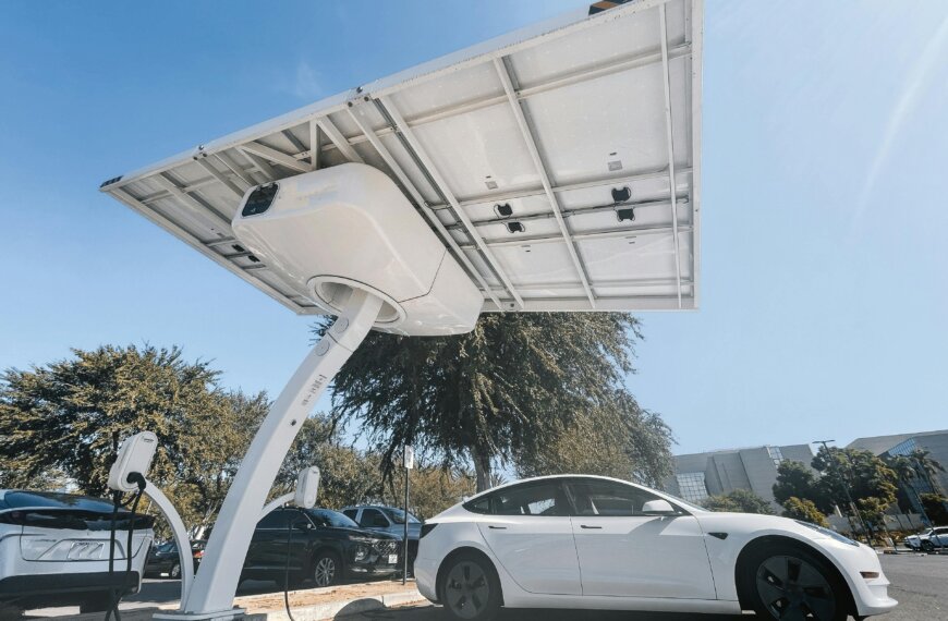 electric vehicle charging station canopy with solar pv modules